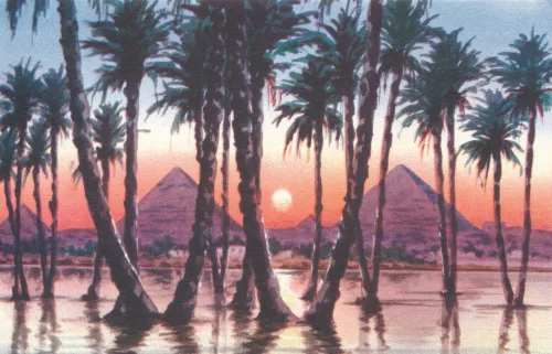 Giza - Sunset Over Pyramids - Egypten
