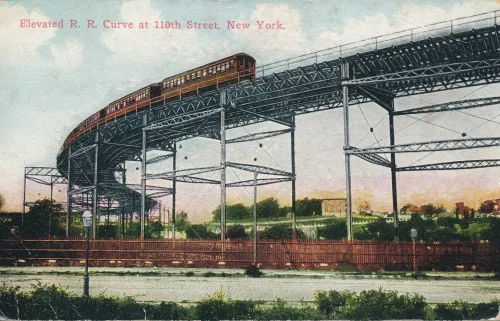 New York City - Elevated Railroad Curve At 110Th Street - Usa